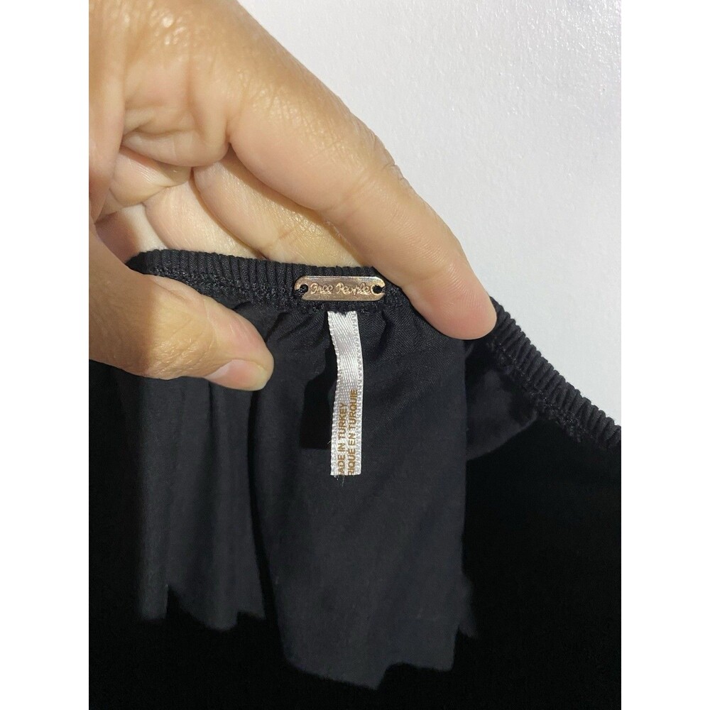 Free People Dress L Black Mini Lovers Lane Ruffle Feminine‎ Minimalist Vacation - Picture 6 of 13